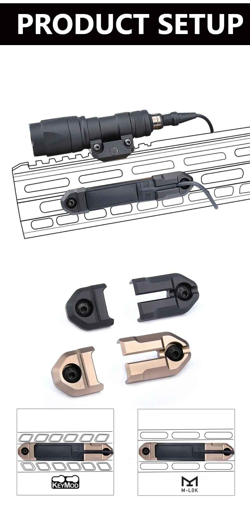 Tactical Surefire M600 Airsoft LED Flashlight – 5 Switch Styles, 20mm Rail Mount