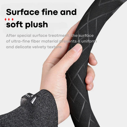 Universal Cowhide Suede Steering Wheel Cover — Breathable 37-38cm Car Accessory Wrap