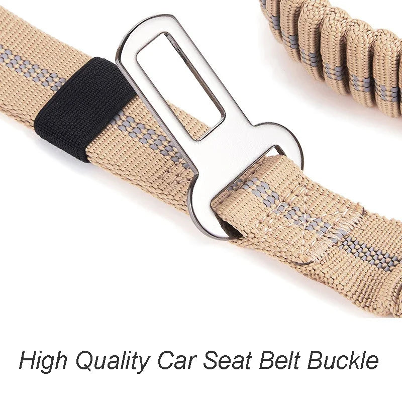 Reflective Shock Absorbing Bungee Dog Leash with Car Seatbelt – Heavy Duty No-Pull Leash for Large Dogs