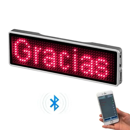 Rechargeable Bluetooth LED Badge – DIY Programmable Scrolling Message Board Mini Name Tag Display