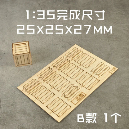 1:35 Scale Miniature Wooden Box & Tray – DIY Diorama Model Kit for Sand Table and Scene Layout