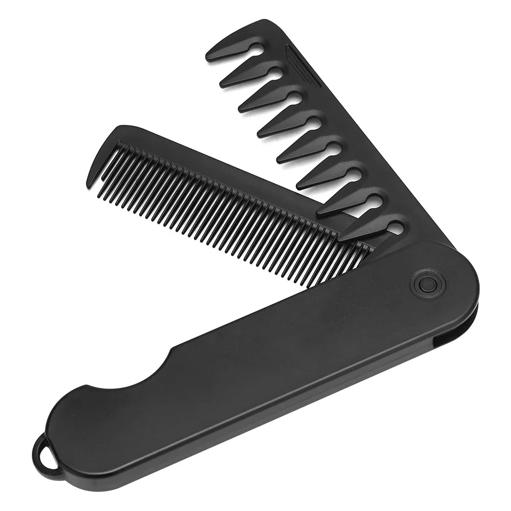 Multifunctional Folding Pocket Comb – Portable Wide Tooth Comb for Men’s Hair, Beard & Oil Head Styling