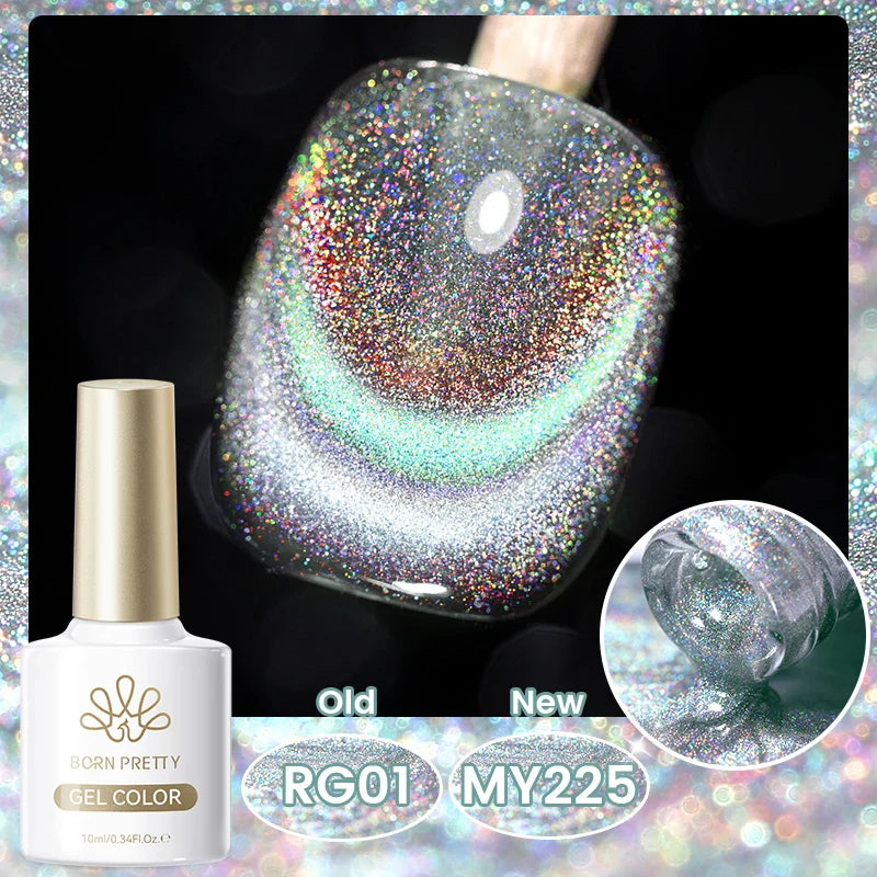 BORN PRETTY Cat Magnetic Gel Nail Polish 117 Colors 10ml Full Coverage Semi-Permanent Soak-Off Nail Varnish for Salon Manicure Glitter Cat Eye Nails