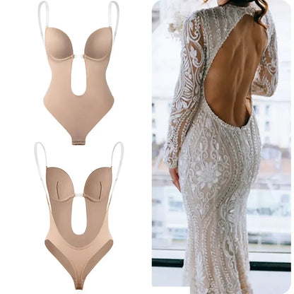 Women's Backless Full Body Shaper Bodysuit Thong – Tummy Control Slimming Shapewear Girdle Underwear
