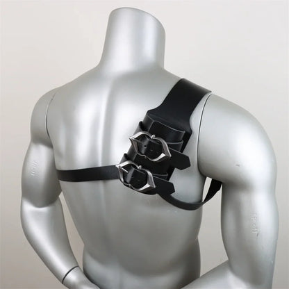 Medieval Sword Shoulder Double Back Scabbard - PU Leather Rapier Sheath with Buckle Strap for Viking Knight Cosplay