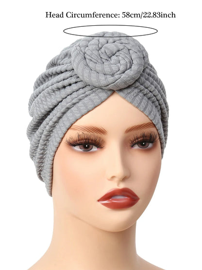 Women’s Fashion Turban Hijab Hat – Soft Elastic African Head Wrap, Breathable Muslim Chemo Cap for Girls & Women