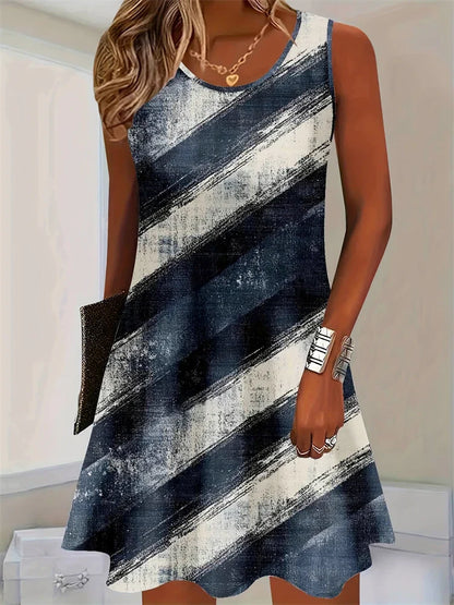 2025 Summer Women’s Sleeveless Knee-Length Dress – Floral Printed Casual Beach Vacation Outfit
