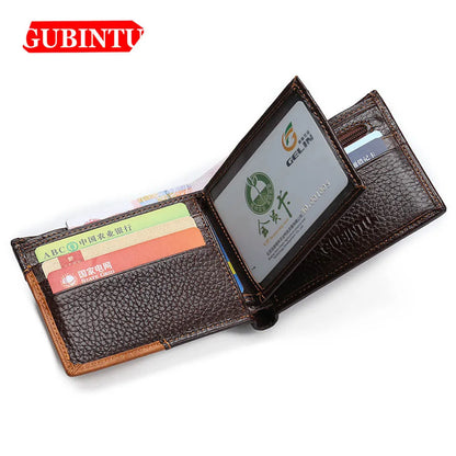 GUBINTU Genuine Leather Men's Wallet: Coin Pocket Zipper Real Leather Wallet - High-Quality Male Purse with Eagle cartera Design