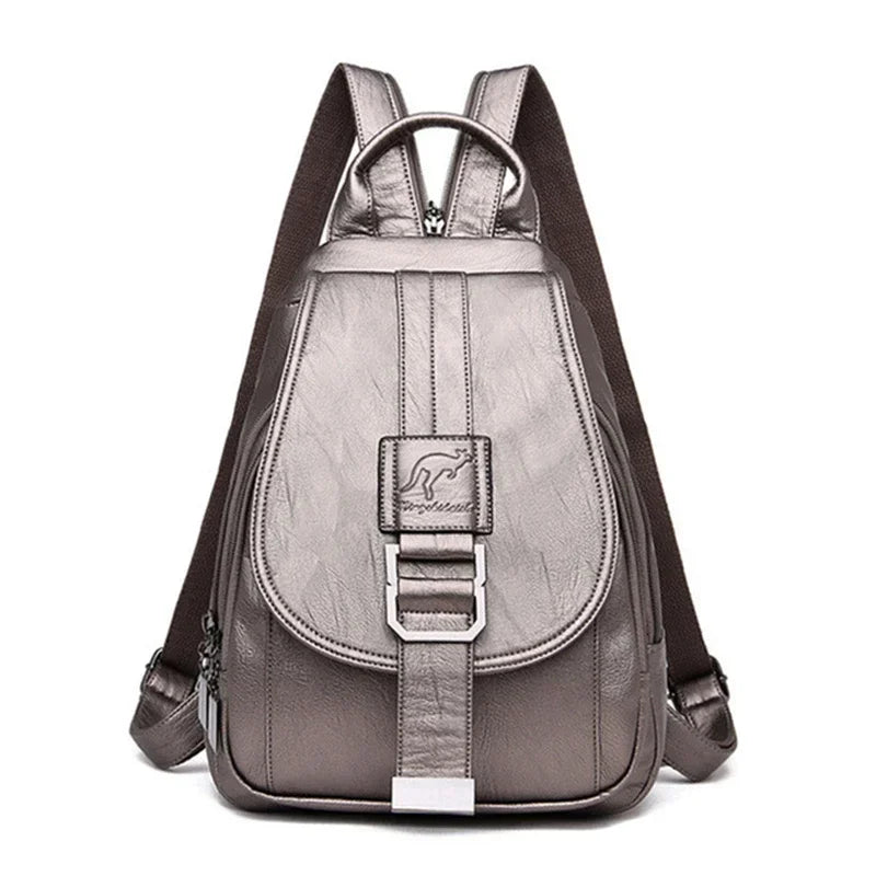Multifunctional Women's Leather Backpack - Casual Style for Teen Girls, School and Travel Bagpack, Ladies' Chest Bag Sac