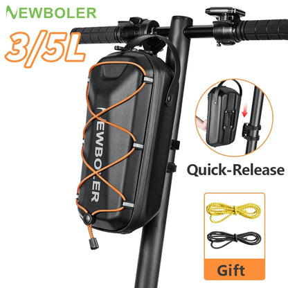 NEWBOLER Electric Scooter Storage Bag - 3L/5L EVA Hard Shell Hanging Bag with Quick Release for Folding Bikes & Scooters