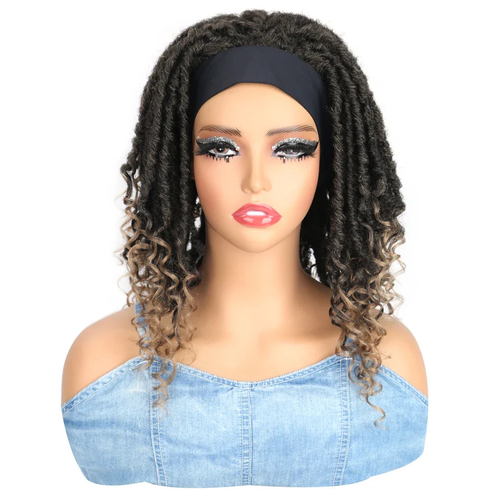 Synthetic Afro Dreadlock Headband Wig – Ombre Color Crochet Hair Wig, Low-Heat Fiber