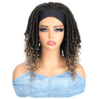 Synthetic Afro Dreadlock Headband Wig – Ombre Color Crochet Hair Wig, Low-Heat Fiber