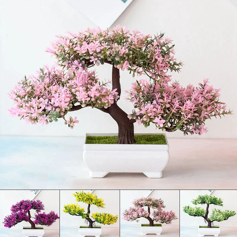 Artificial Bonsai Plant - Small Potted Faux Tree for Home, Office & Table Decor