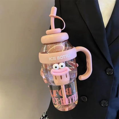 1100ML Sports Water Bottle for Women – Large Capacity Cute Aesthetic Straw Cup, Portable for Summer, Home & Outdoor Use