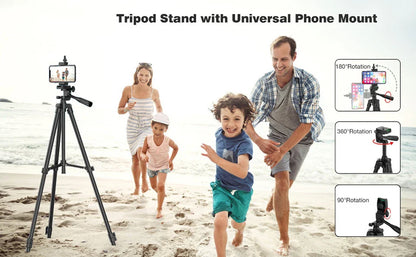 100cm Phone Tripod Stand – Video Recording Tripod with Bluetooth Remote, Universal Camera & Phone Photography Stand