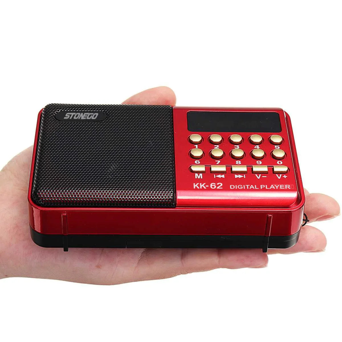 STONEGO Mini Portable Radio — Handheld Rechargeable Digital FM Radio with USB/TF MP3 Player, Speaker Device for On-the-Go Use