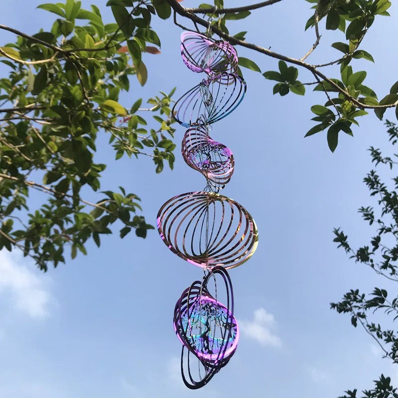 3D Rotating Tree of Life Wind Spinner Chimes – Aesthetic Outdoor Garden Hanging Decor