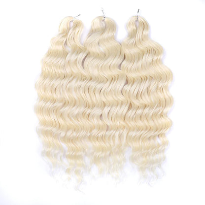 FASHION IDOL 24" Deep Wave Crochet Hair - 3-Piece Synthetic Water Wave Braiding Extensions, Ombre Rainbow Twist Hair