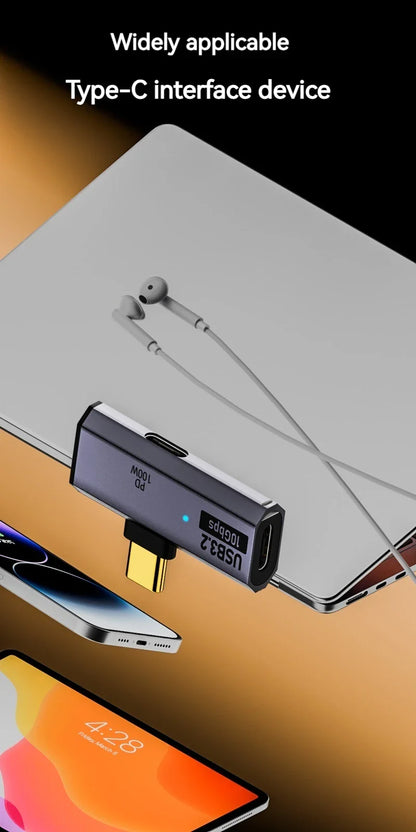 100W USB-C OTG Adapter – Type-C Converter for Fast Charging & 10Gbps Data Transfer, Compatible with Phone, Tablet, MacBook & Earphones