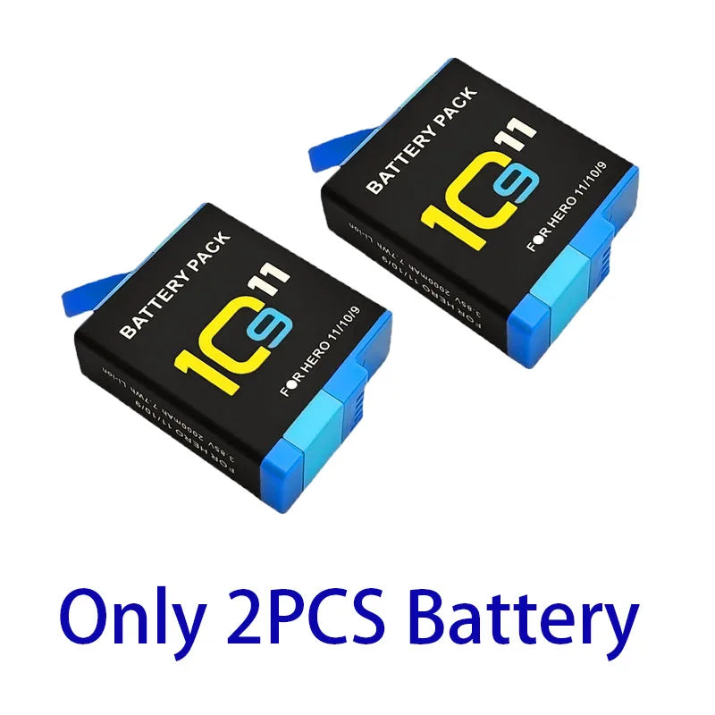 2000mAh Rechargeable Battery for GoPro Hero 11/10/9 — Li-ion Camera Battery Pack