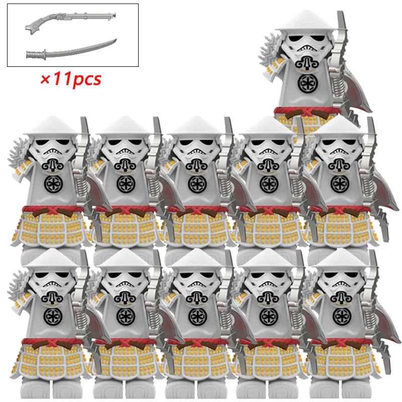 Storm Samurai Trooper Figure – White Soldier Articulated Action Toy with Pistol & Katana DY325 DY Minifigs