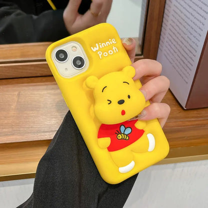 3D Kitty Face Phone Case — Soft Silicone Cartoon Grip Tok Holder for iPhone 11-16 Pro Max