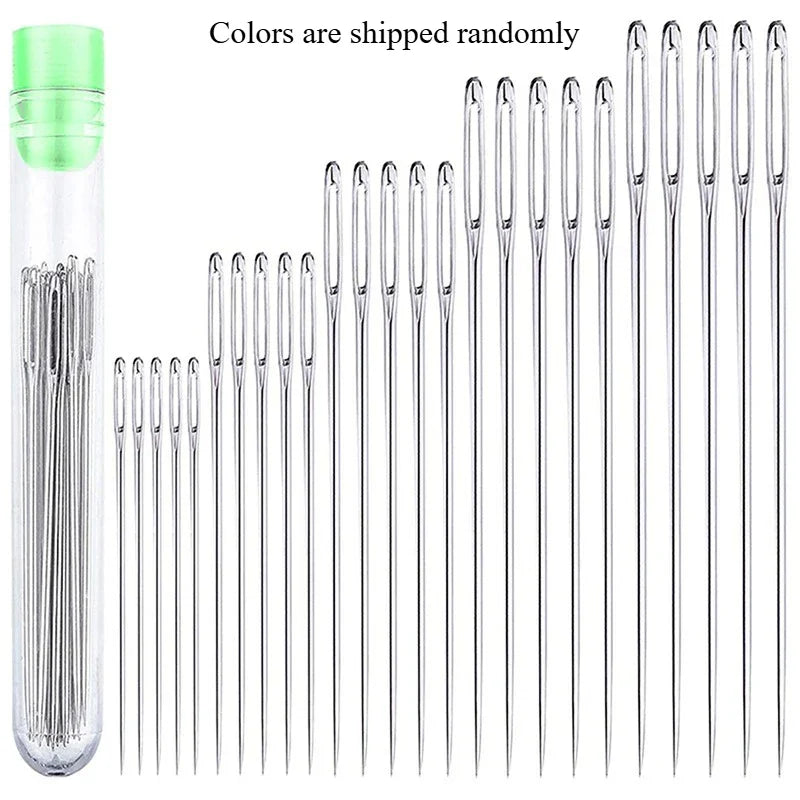 25Pcs Large Eye Stitching Sewing Needles Set – Stainless Steel Hand Sewing Tools for Leather, Yarn, Knitting & DIY Crafting Projects