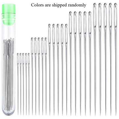 25Pcs Large Eye Stitching Sewing Needles Set – Stainless Steel Hand Sewing Tools for Leather, Yarn, Knitting & DIY Crafting Projects
