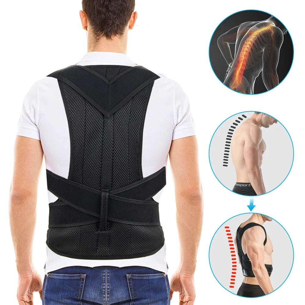Alloy Bar Posture Corrector – Scoliosis Back Brace Spine Corset with Shoulder Therapy Support, Orthopedic Posture Correction Belt