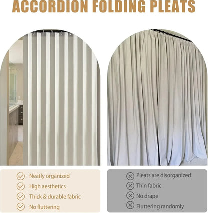 Magnetic Pleated Accordion Door Curtain – Folding Closet & Room Divider Curtain for Bedroom and Living Room
