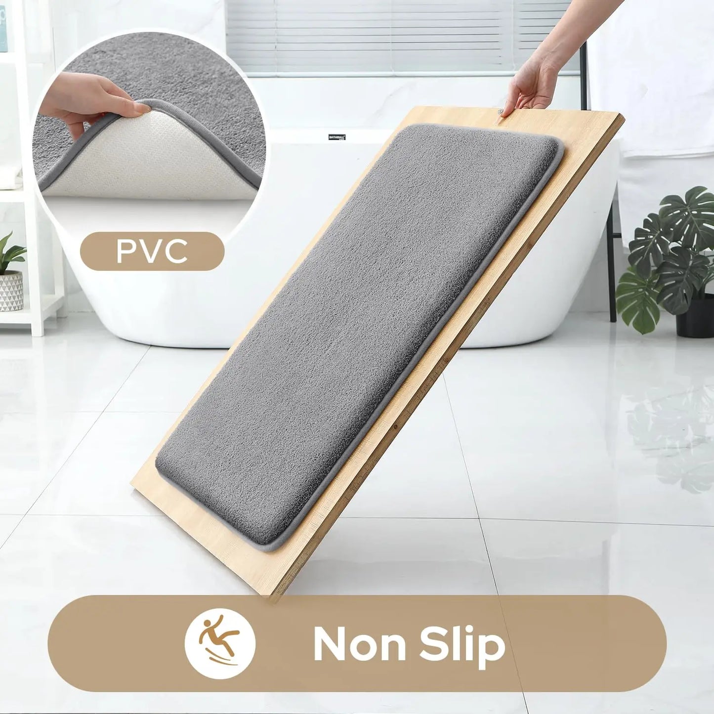 3PC Waterproof Non-Slip Sponge Bathroom Carpet Set - Washable Home Decor