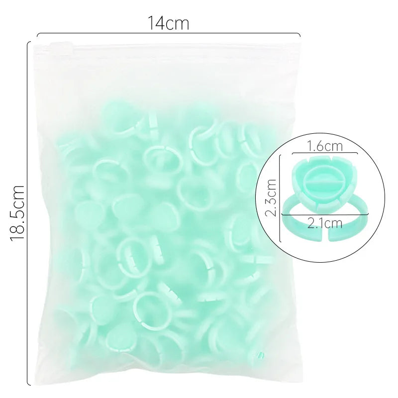 AILEISHI 100PCS Disposable Eyelash Glue Cup Rings – Lash Extension Pigment Holder Tattoo Makeup Tools