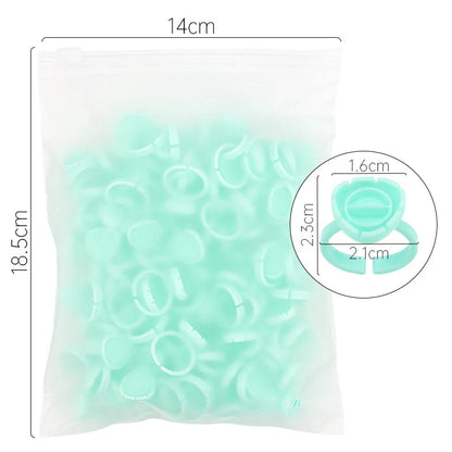 AILEISHI 100PCS Disposable Eyelash Glue Cup Rings – Lash Extension Pigment Holder Tattoo Makeup Tools
