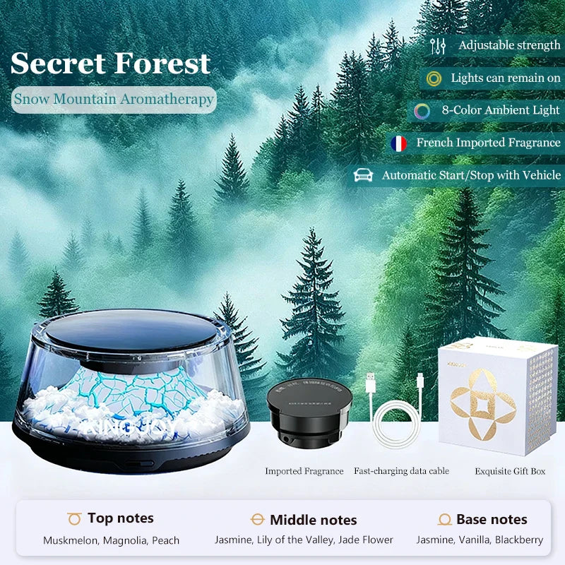 Solar Car Electric Aromatherapy Diffuser – AI Adjustable, Simulated Glacier Color, Alcohol-Free for Car, Home, Bedroom Gift