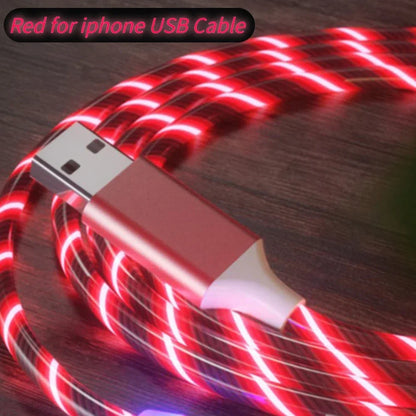 1m & 2m Glowing LED USB Charging Cable – 2.4A Data Cord for iPhone 14, 13, 12, 11 Pro Max, XS & XR