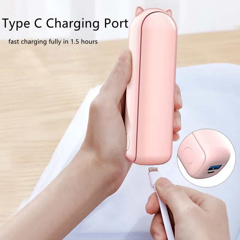 New Handheld Portable Mini Fan - Creative, Three-Speed Adjustable, Solid Color, USB Rechargeable Small Fan