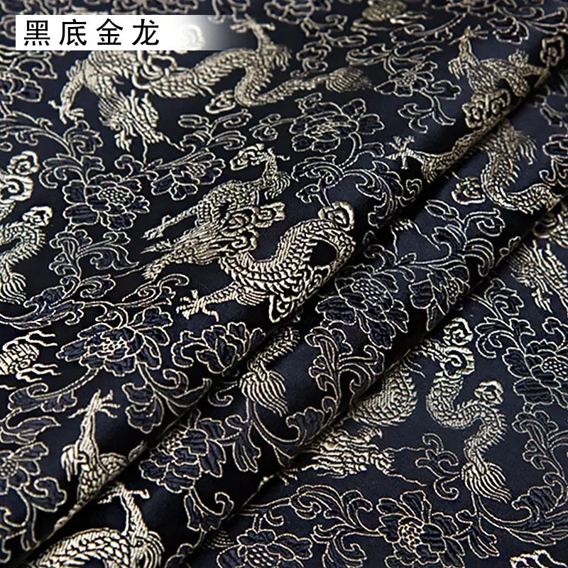 0.5/1/2m Brocade Satin Fabric — Dragon Pattern Material for Sewing, DIY Crafts, Gift Boxes & Patchwork