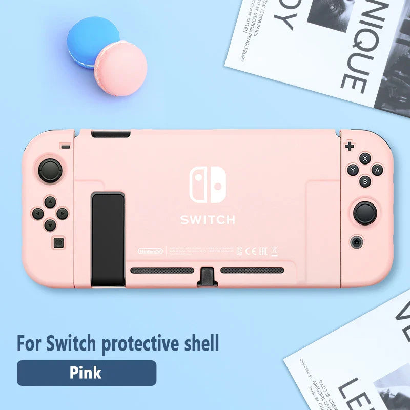Protective Case & Film for Nintendo Switch – Rocker Cap Handle, Hard Base Cover with Skin-Friendly Gradient Design
