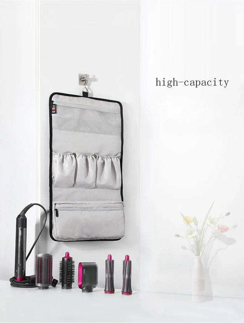 Large Capacity Hair Dryer Case – Dustproof Travel Storage Bag Organizer for Dyson Pre-Styling Dryer & Curling Barrels Pouch