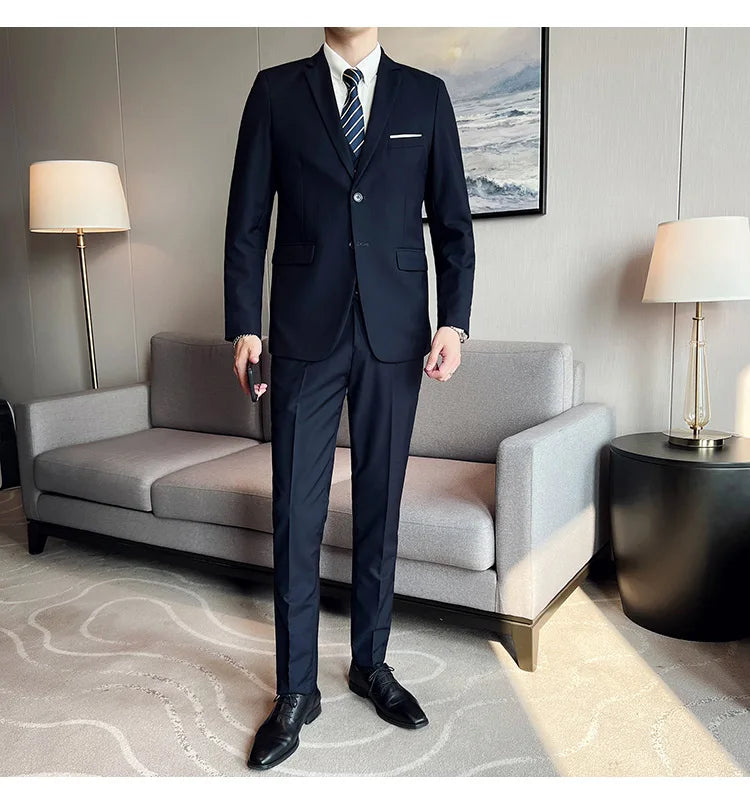 High-Quality Men’s 3-Piece Suit Set — Business Casual & Wedding Outfit (Jacket + Vest + Trousers), 2024 Fashion Banquet, Sizes S-6XL