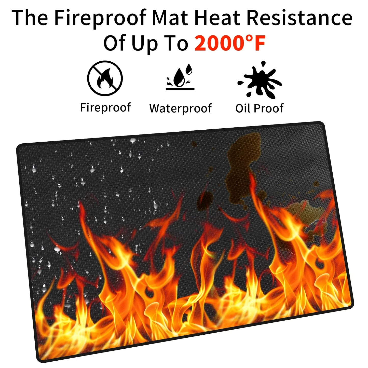 Large Fire Blanket & Grill Mat – Double-Sided Fireproof, Oil-Proof, Waterproof BBQ Protector for Grill & Fireplace