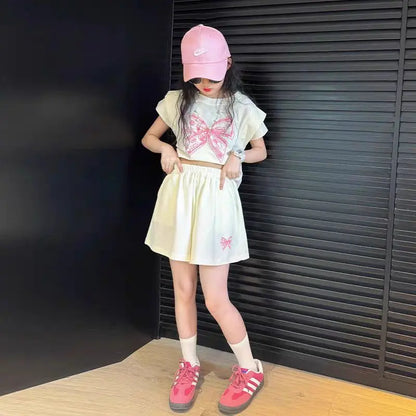 Girls' Summer Clothing Set - Casual Kids Tracksuit Outfit for Ages 4–12