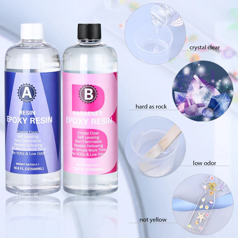 1:1 Crystal Clear Epoxy Resin Kit – High Gloss, Bubble-Free Art Resin for Coating, Casting & DIY Jewelry Making