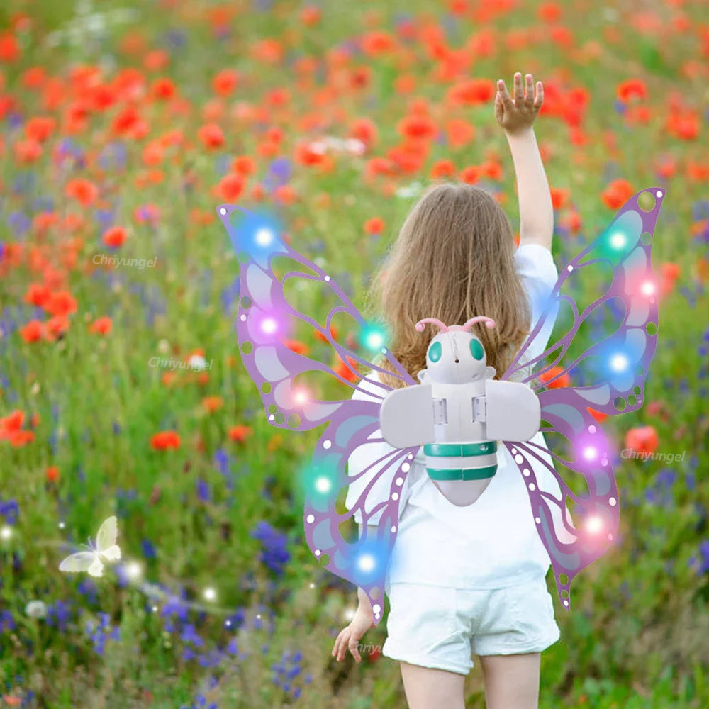 Electric Butterfly Fairy Wings with Lights — Moving Elf Angel Wings for Kids Cosplay & Dress Up