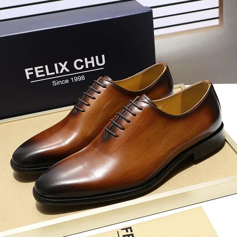 Designer Genuine Leather Men’s Wholecut Oxford Shoes – Luxury Black & Brown Dress Shoes for Business & Formal Wear