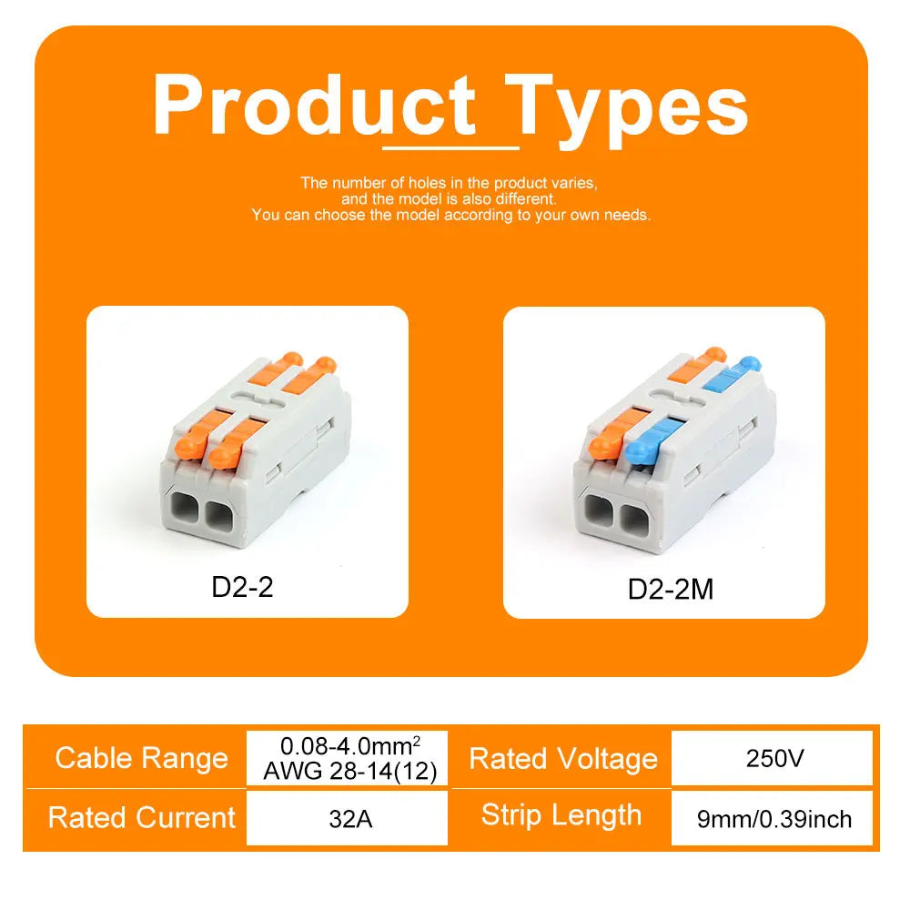 10PCS Mini Fast Wiring Cable Connectors – Universal Compact Electrical Splitter & Push-In Home Terminal Block