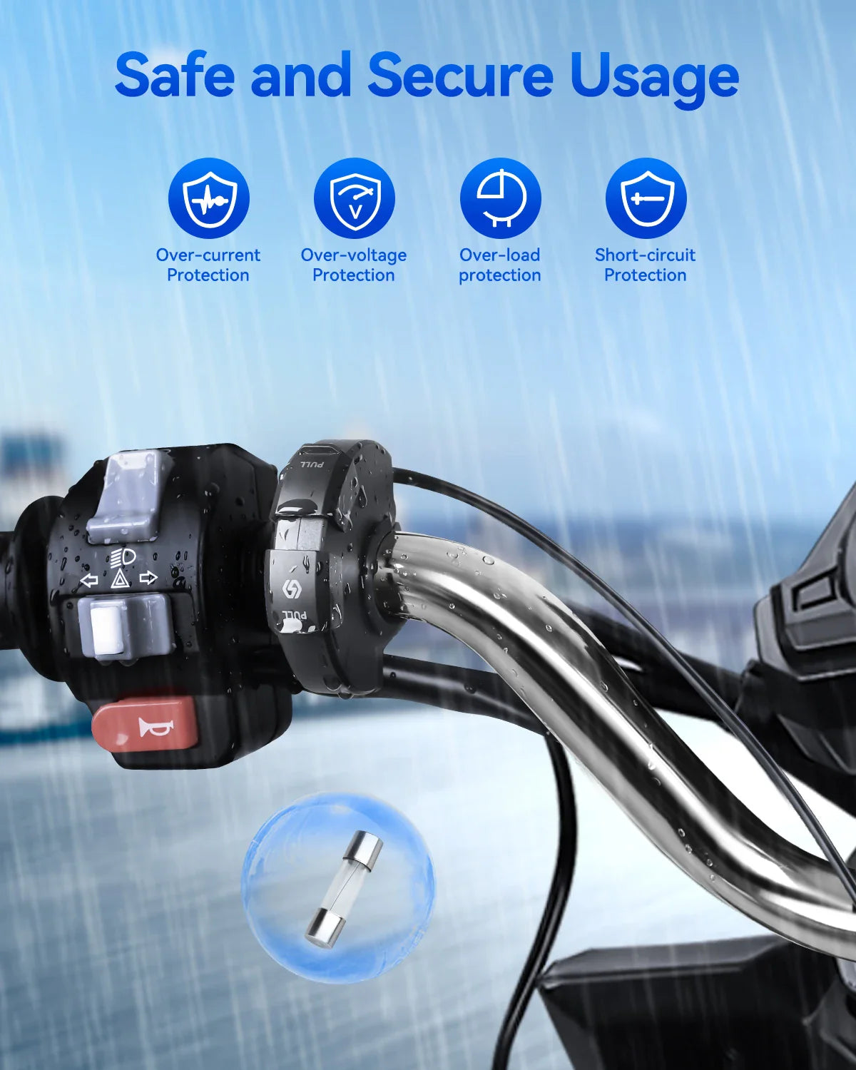 Extractme QC3.0 30W USB Fast Charger – Waterproof Motorcycle Handlebar Mount for Bikes & Cameras