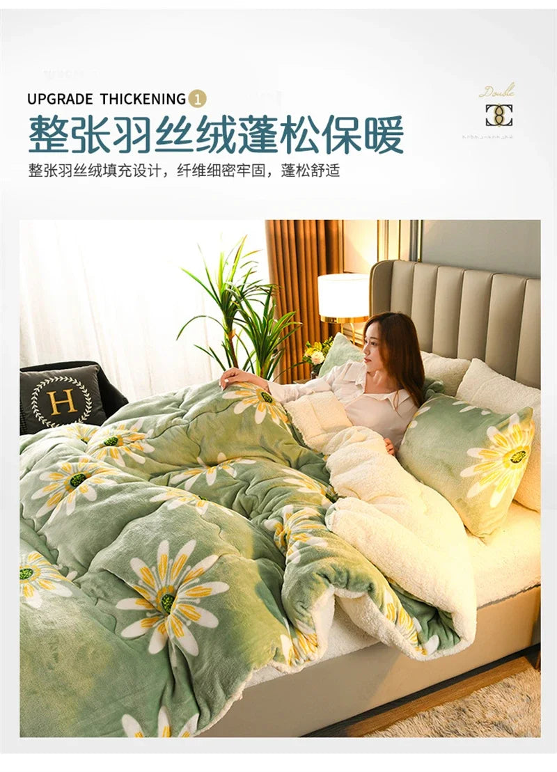 Super Thick Plaid Fleece Blanket – Soft, Warm, Fluffy Winter & Autumn Comforter Quilt