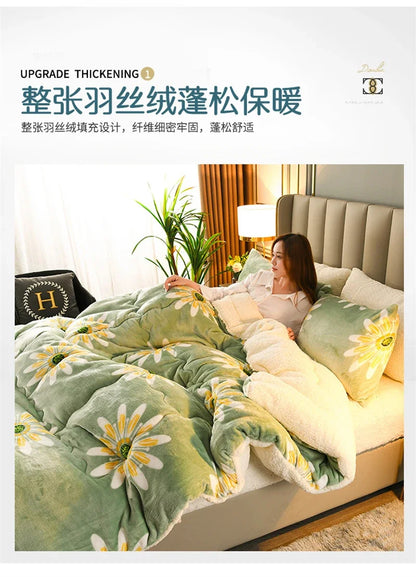 Super Thick Plaid Fleece Blanket – Soft, Warm, Fluffy Winter & Autumn Comforter Quilt