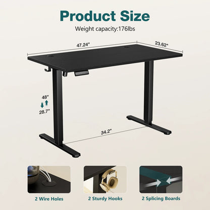 Electric Standing Computer Desk – Height Adjustable Ergonomic Workstation with Metal Frame for Home or Office